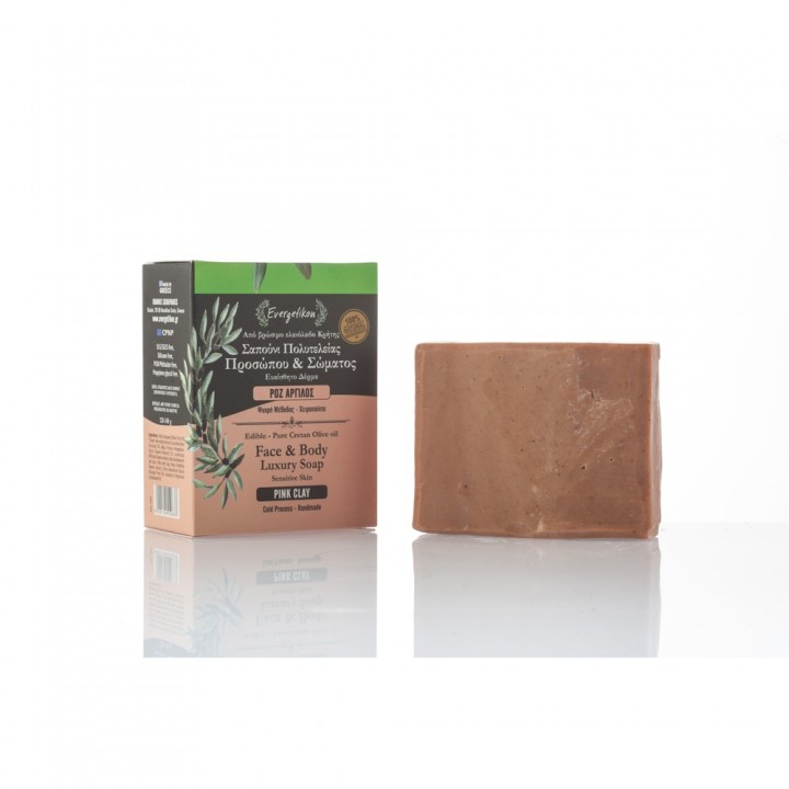 Evergetikon Edible-Pure Cretan Olive oil Face & Body Soap Pink Clay