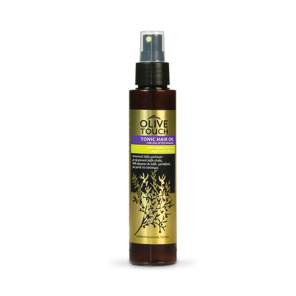 Olive Touch Tonic Hair Oil with Organic Olive Oil, Argan Oil and Silk Oil for after shampooing Olive Touch Tonic Hair Oil with Organic Olive Oil, Argan Oil and Silk Oil for after shampooing